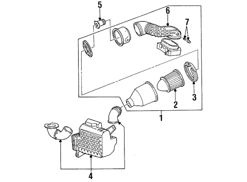 1997 Lincoln Continental Powertrain Control Air Cleaner Assembly Diagram for F5OY9600B