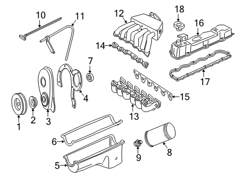 1995 Ford E-150 Econoline Filters Intake Manifold Gasket Diagram for E7TZ-9H486-B