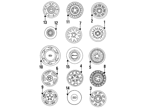 1991 Ford Explorer Wheels, Covers & Trim Cover Diagram for F1TZ-1130-A