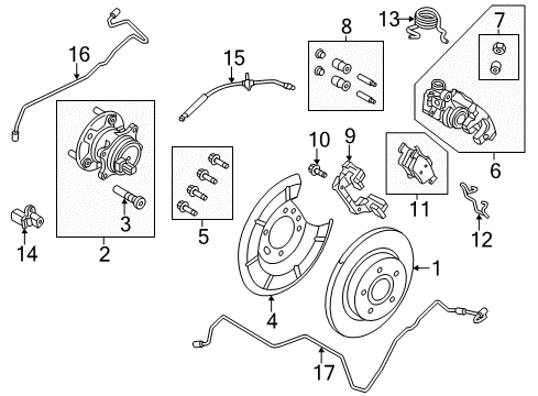 2012 Ford Focus Rear Brakes Hub & Bearing Assembly Diagram for BV6Z-1104-B