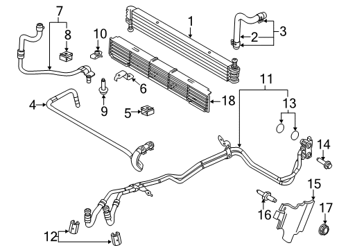 2013 Ford F-150 Trans Oil Cooler Oil Tube Bracket Diagram for BL3Z-7B147-A