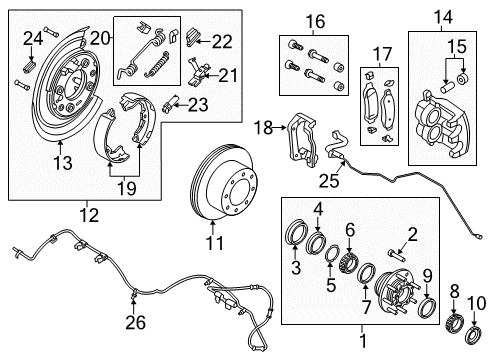 2012 Ford F-250 Super Duty Anti-Lock Brakes Hub Assembly Nut Diagram for 8C3Z-1A124-A