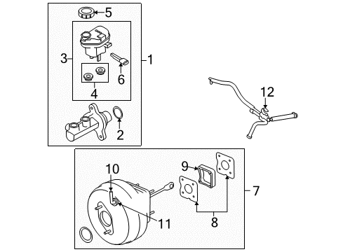 2012 Lincoln MKS Dash Panel Components Master Cylinder Diagram for 8A8Z-2140-A
