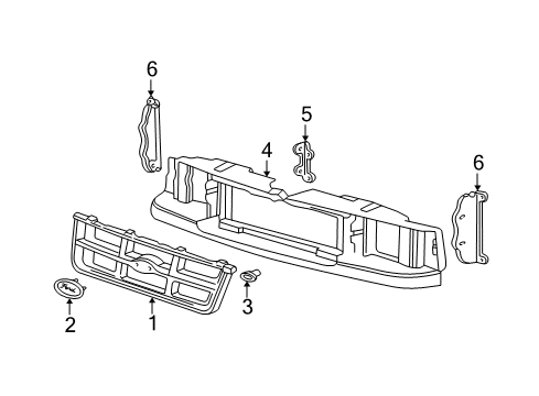2000 Ford Ranger Grille & Components Grille Diagram for F87Z-8200-EAA