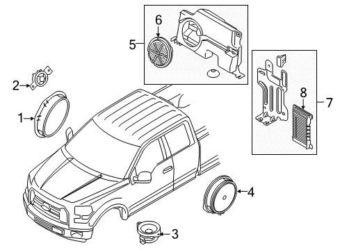 2016 Ford F-150 Sound System Rear Door Speaker Diagram for FL3Z-18808-C