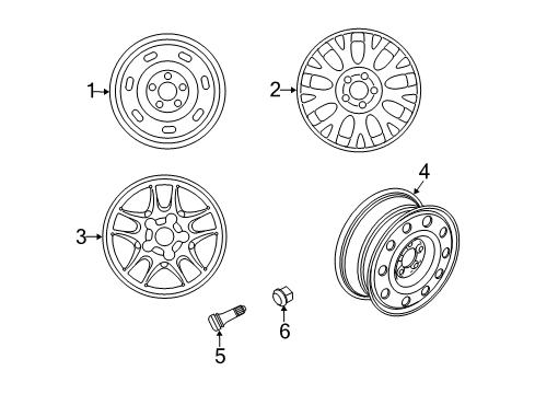 2009 Ford Crown Victoria Wheels Wheel, Alloy Diagram for 6W7Z-1007-BA