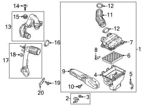 2017 Ford Fusion Air Intake Air Cleaner Assembly Diagram for HS7Z-9600-D