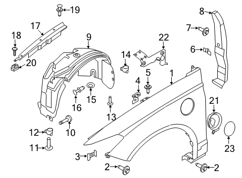 2014 Ford Fusion Fender & Components Fender Ledge Cover Screw Diagram for -W506942-S424