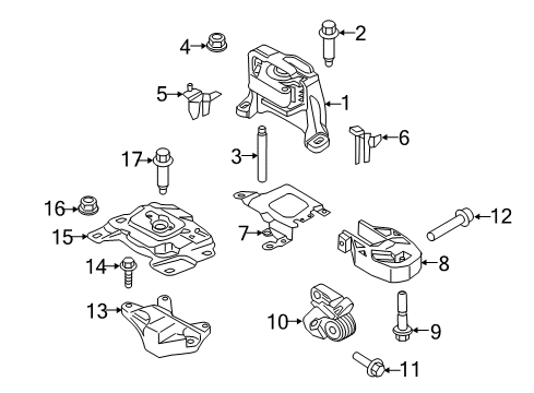 2015 Ford Transit Connect Engine & Trans Mounting Motor Mount Stud Diagram for -W706992-S442