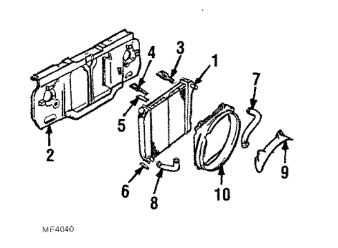 1985 Ford Bronco II Radiator & Components, Radiator Support, Cooling Fan Shroud Diagram for F47Z-8146-A