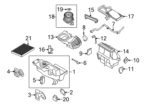 2011 Ford Flex A/C Evaporator & Heater Components Filter Diagram for AE9Z-19N619-A