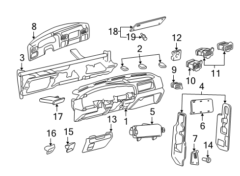 2005 Ford F-250 Super Duty Instrument Panel Column Cover Diagram for 5C3Z-2504459-AAA