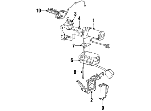 1993 Mercury Cougar ABS Components ABS Pump Assembly Bracket Diagram for F6SZ2C304BA