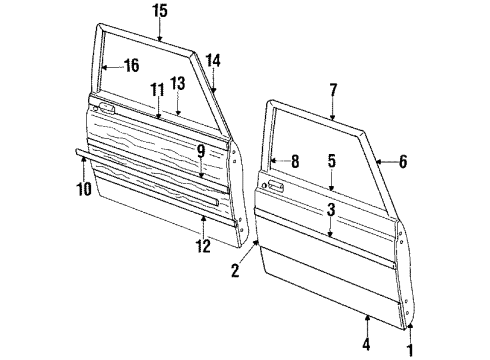 1985 Ford LTD Front Door & Components, Exterior Trim Actuator Diagram for F1AZ-54218A42-A