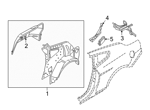 2020 Ford Mustang Inner Structure - Quarter Panel Tail Lamp Pocket Diagram for FR3Z-6328061-A