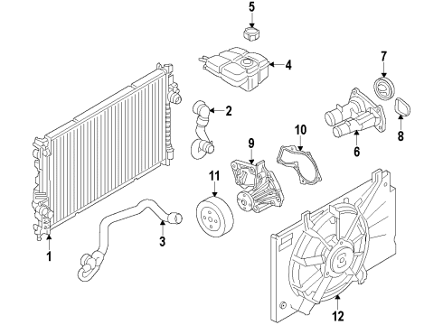2016 Ford Escape Cooling System, Radiator, Water Pump, Cooling Fan Fan Module Diagram for CV6Z-8C607-Q