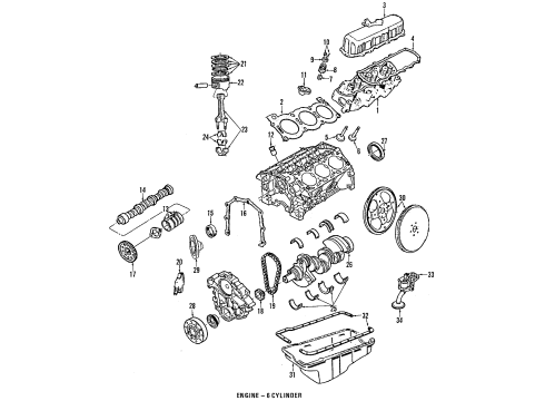 1989 Merkur Scorpio Engine Parts, Mounts, Cylinder Head & Valves, Camshaft & Timing, Oil Pan, Oil Pump, Crankshaft & Bearings, Pistons, Rings & Bearings Head Gasket Diagram for E8RZ6051A