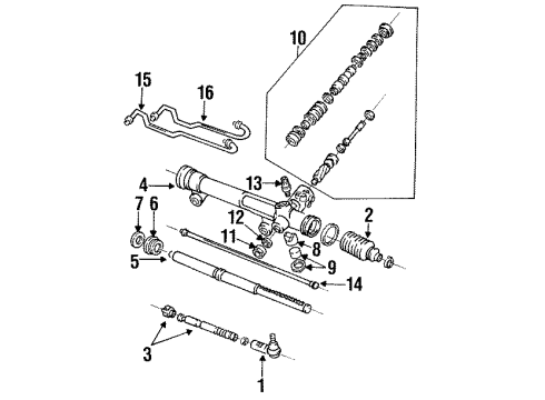 1994 Ford Taurus P/S Pump & Hoses, Steering Gear & Linkage Gear Assembly Diagram for F3DZ-3504-BCRM