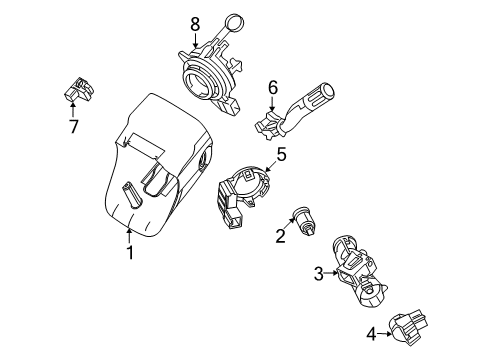 2011 Ford Flex Shroud, Switches & Levers Column Cover Diagram for AA8Z-3530-AA