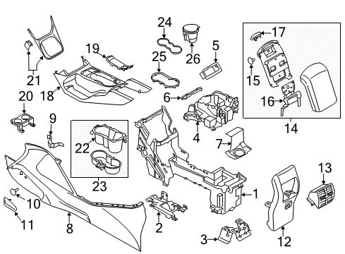 2016 Ford C-Max Center Console Console Base Rear Bracket Diagram for BV6Z-58045B30-A