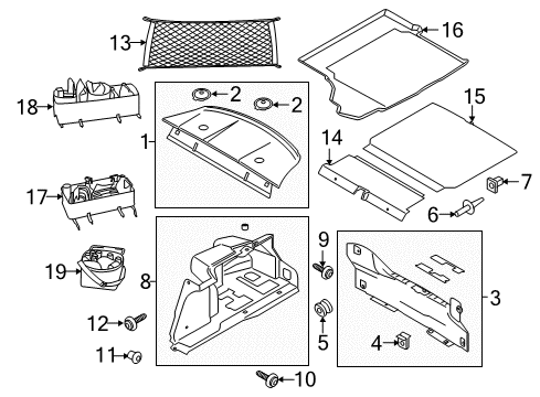 2022 Ford Mustang Interior Trim - Rear Body Package Tray Cover Bezel Diagram for FR3Z-6346870-AA