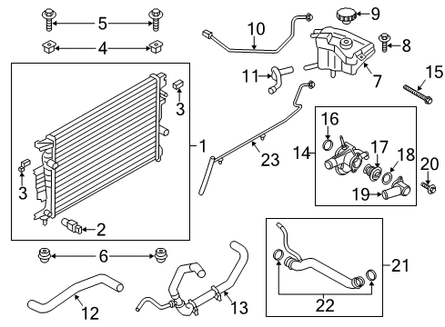 2015 Lincoln MKZ Radiator & Components Overflow Hose Diagram for DP5Z-8075-A