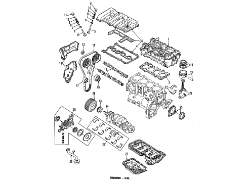 1996 Ford Probe Engine Parts, Mounts, Cylinder Head & Valves, Camshaft & Timing, Oil Pan, Oil Pump, Crankshaft & Bearings, Pistons, Rings & Bearings Mounting Insulator Diagram for F42Z6068A