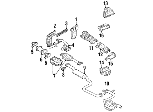2001 Mercury Cougar Exhaust Components, Exhaust Manifold Converter Gasket Diagram for 5S7Z-5E241-A