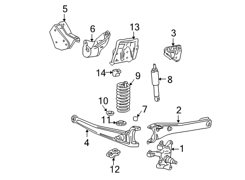 2003 Ford F-250 Super Duty Front Suspension Components, Stabilizer Bar Knuckle Diagram for F81Z-3105-BA