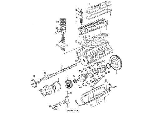 1995 Ford E-250 Econoline Engine Parts, Mounts, Cylinder Head & Valves, Camshaft & Timing, Oil Pan, Oil Pump, Crankshaft & Bearings, Pistons, Rings & Bearings Camshaft Diagram for F2TZ6250C