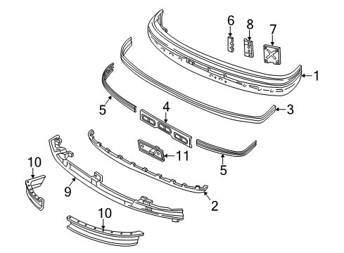 1993 Ford F-250 Front Bumper License Bracket Diagram for F2TZ-17A385-A