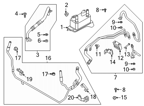 2020 Ford Edge Trans Oil Cooler Outlet Tube Clip Diagram for -W713764-S300