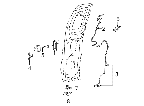 2008 Ford F-150 Door & Components Latch Assembly Diagram for 8L3Z-15264A00-B