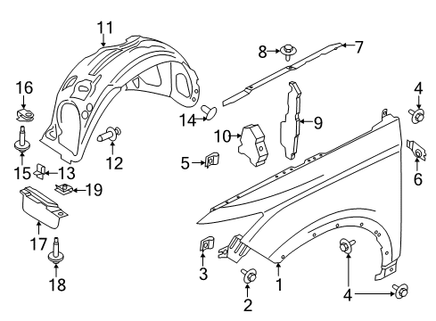 2019 Lincoln MKC Fender & Components Fender U-Nut Diagram for -W716228-S900