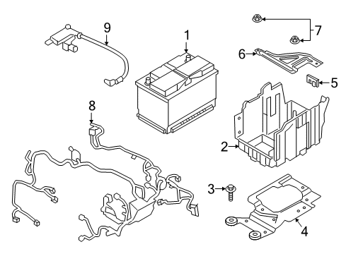 2019 Ford EcoSport Battery Battery Tray Diagram for GN1Z-10732-B