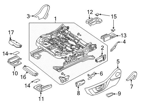 2016 Ford Mustang Power Seats Track Cover Diagram for FR3Z-6361749-CA