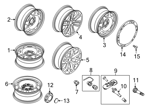 2018 Ford F-150 Wheels Trim Ring Diagram for HL3Z-1021-A