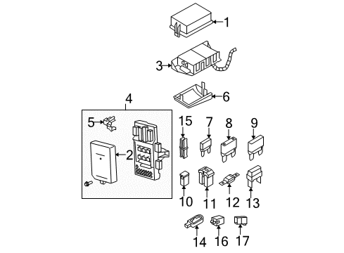 2008 Ford F-150 Fuse & Relay Lower Cover Diagram for F8VZ-14A003-DB