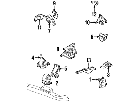 1998 Ford Contour Engine & Trans Mounting Support Bracket Diagram for F8RZ-6028-CA