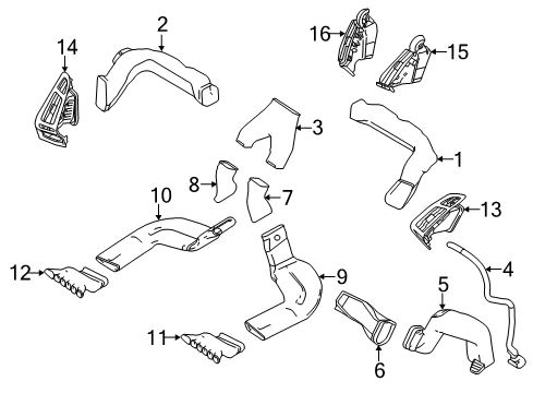 2017 Ford Focus Ducts Vent Louver Diagram for F1EZ-19893-AB