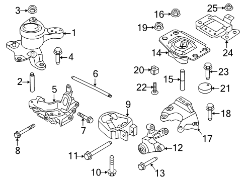 2020 Ford Fusion Engine & Trans Mounting Lower Mount Stud Diagram for -W703175-S437