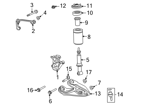2007 Ford F-150 Front Suspension Components, Lower Control Arm, Upper Control Arm, Stabilizer Bar, Locking Hub Strut Diagram for 7L3Z-18124-R