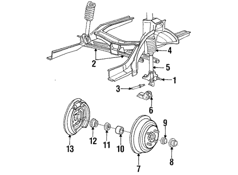 1992 Ford Tempo Rear Suspension Components, Lower Control Arm Rear Control Arm Diagram for E63Z-5500-A