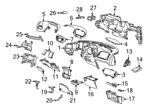 1998 Ford F-150 Instrument Panel Door Assembly Diagram for F65Z15045D62AAB