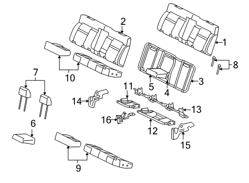2008 Ford F-150 Rear Seat Components Headrest Diagram for 5L3Z-18611A08-AC