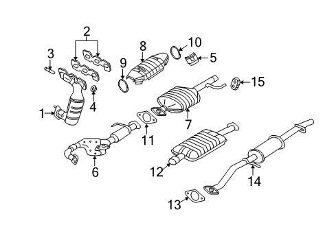 2008 Mercury Mariner Exhaust Manifold Manifold With Converter Diagram for 8L8Z-5G232-BA