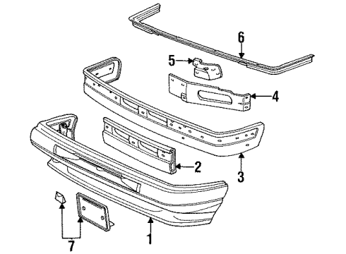 1993 Ford Explorer Front Bumper Face Bar Support Diagram for F3TZ17752A