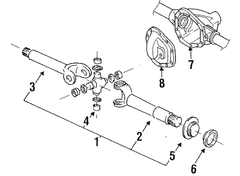 1997 Ford F-350 Carrier & Front Axles Outer Shaft Diagram for F2TZ-3B387-AA