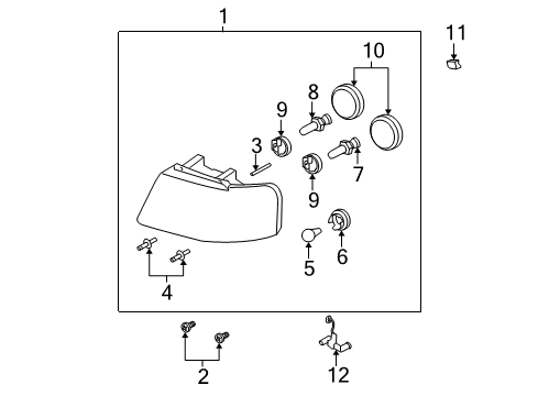2004 Ford Expedition Headlamps Stop Lamp Bulb Socket Diagram for 2U5Z-13411-DA