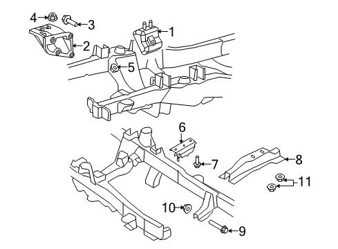 2009 Ford Ranger Engine & Trans Mounting Rear Support Diagram for F87Z-6A023-BA